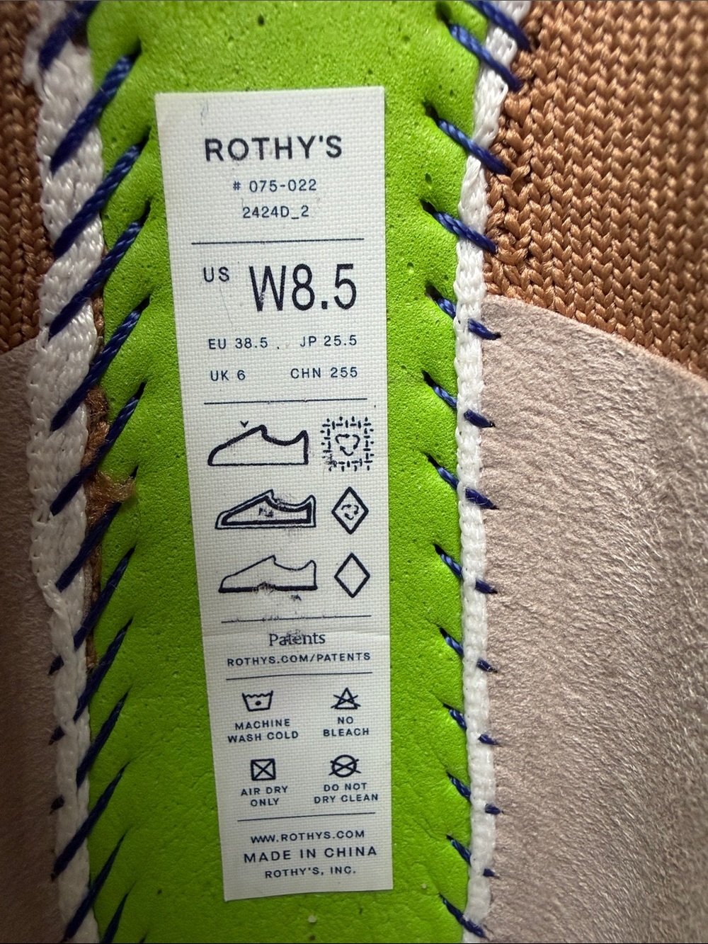 Rothy's Tan Mary Jane Flats with Blue Trim - Picture 4 of 5
